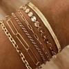 Vintage 6Pcs/Set Gold Color Twist Chain Bracelets Set for Women Boho Punk Cuban Link Beads Bracelet 2024 Fashion Jewelry Gifts