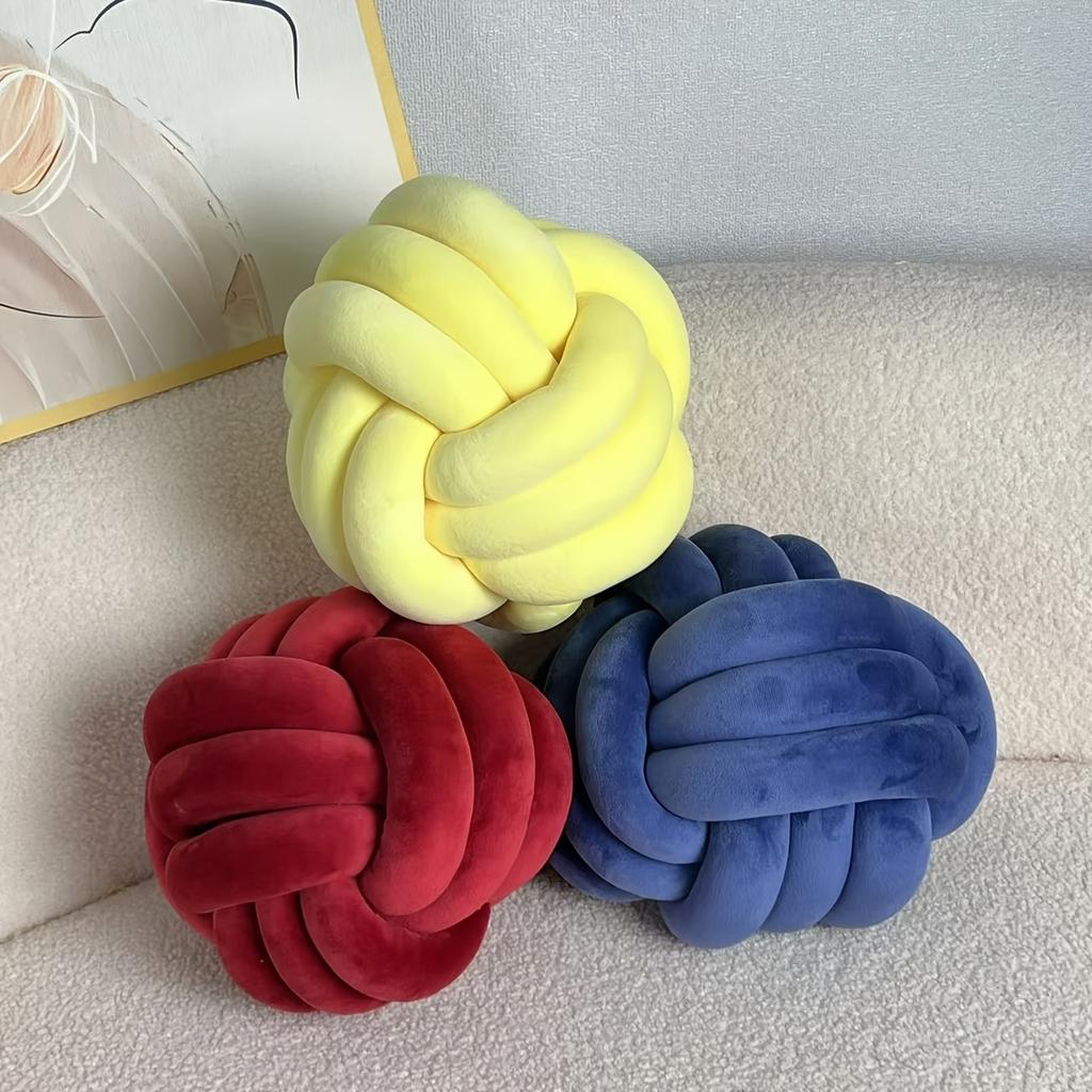 1pc 22cm/8.66inch Knot Pillow Ball Shaped Decorative Throw Cushion for Living Room Bed Sofa Handwoven Pillow