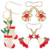 3 Pairs Xmas Tree Earrings Xmas Bell Earrings Xmas Hat Earrings Decorative Earrings Dangle Earrings