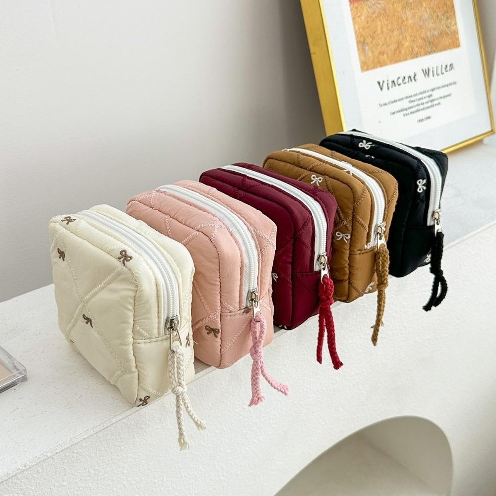Multi-functional Bow Cosmetic Bag Portable Sanitary Napkin Storage Bag Cute Toiletry Bag  Women