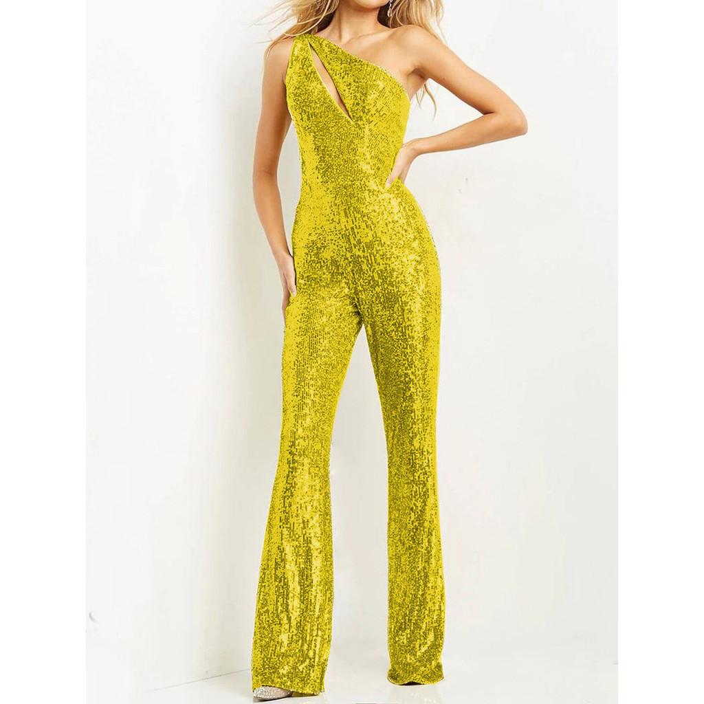 

Женский элегантный длинный комбинезон без рукавов с пайетками и вырезом для невесты, подружек невесты, свадебный комбинезон для вечеринки