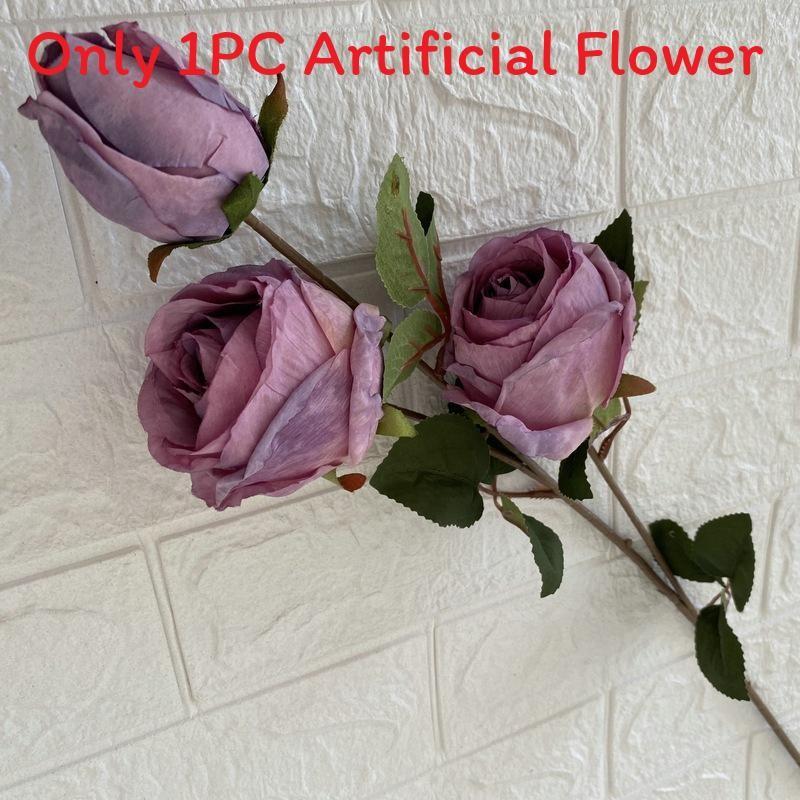 3head Long Branch Rose Artificial Flowers For Wedding Decor And Home Decorations