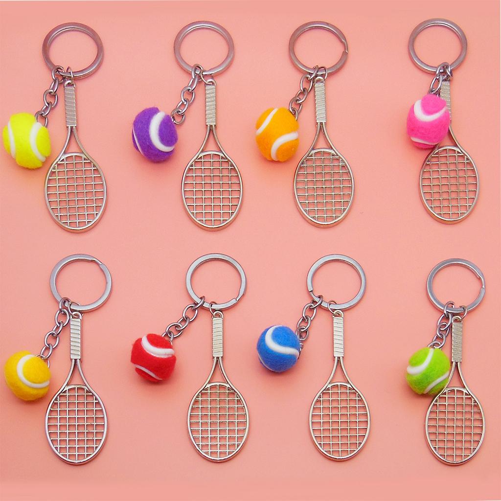 Realistic Tennis Racket Keychain Stylish Zinc Alloy Keyring Handmade Sporty Accessory Gift For Sports Enthusiasts