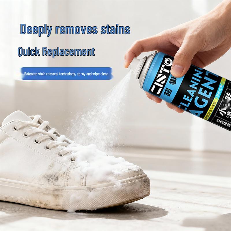 White Shoe Cleaner Foam: No-Wash Stain & Yellowing Remover, Dry Cleaning Mousse with Shoe Polishing Brush