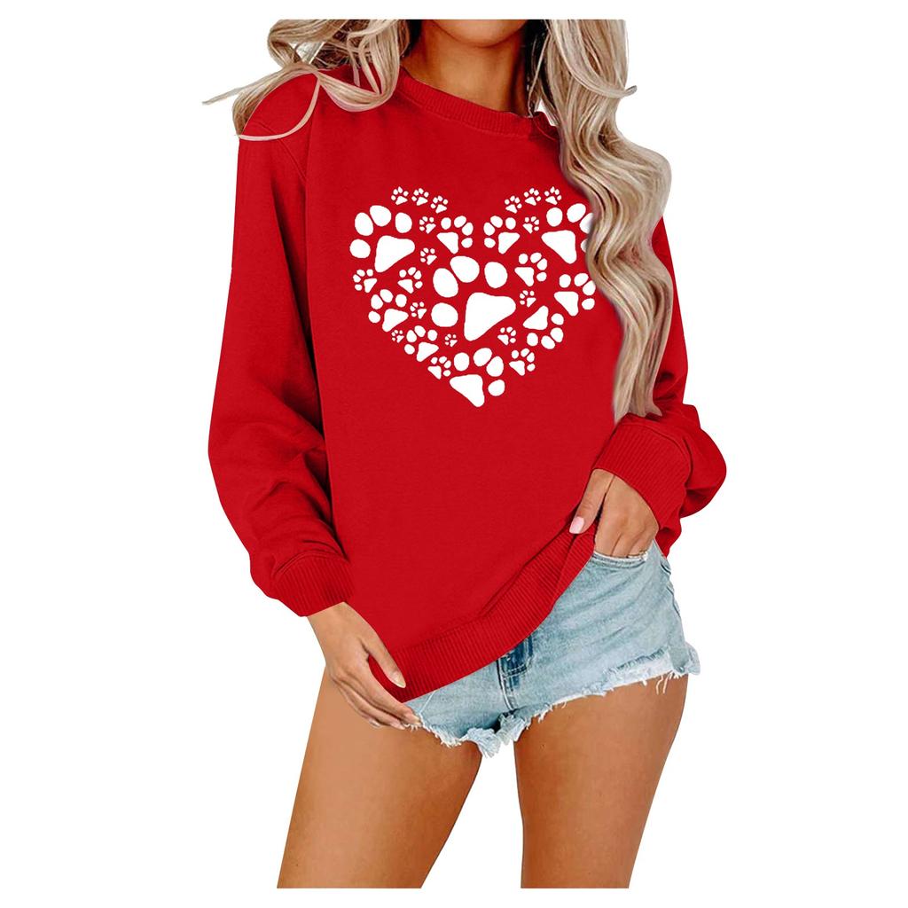 Women's Fashion Casual Color Long Sleeve Valentine's Day Printed Sweater