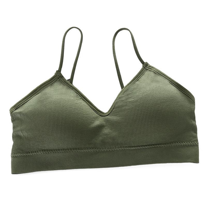 Nahtloses geripptes Bandeau: Hohe Elastizität, Schöner Rücken, Bequem mit Brustpolstern, Dünne Träger, Wickel-Westen-Dessous für Damen