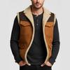 Herrfärgblockerade västar Utomhussporter Fleecefodrade varma västjackor Mode Retrostil Flerfickig Knappstängd Casualväst