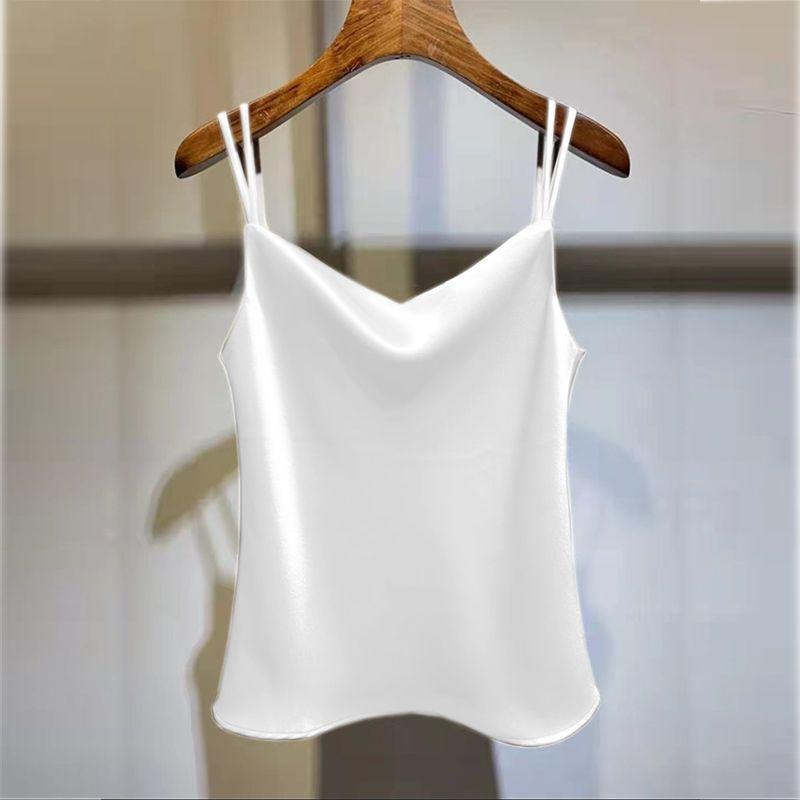 Design Sense V-neck Camisole Summer New Vest, Plus Size Women's Sleeveless Top Base Shirt Solid Color Suit Inner Layer