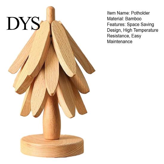 Non Slip Wood Trivet for Cast Iron Collapsible Wooden Trivets Hot Dishes, Christmas Tree Shaped Pot Mat Table, Heat Folding Potholder Resistant Holder