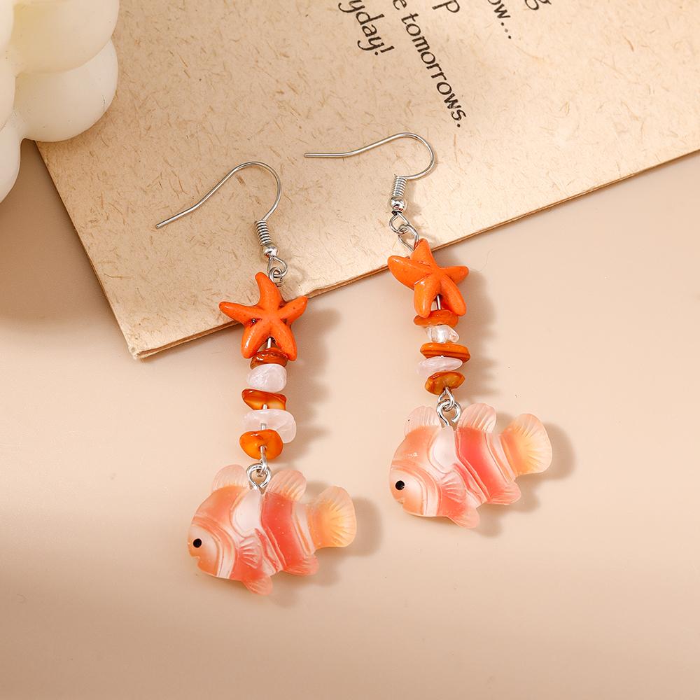 Cute 3D Simulation Clownfish Earrings for Women Girls Summer Beach Dangle Earrings Kid's Jewelry Gifts