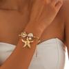 Ocean Inspired Starfish And Shell Pendant Necklace/Bracelet/Earrings With Pearlescents Accent For Beachwears