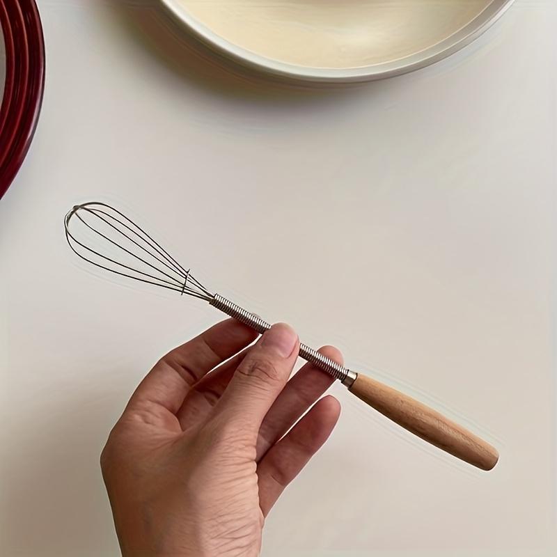 1/3 Pezzi Mini Frusta con Manico in Legno, Sbattiuova in Acciaio Inossidabile per Mescolare Uova, Latte, Succo
