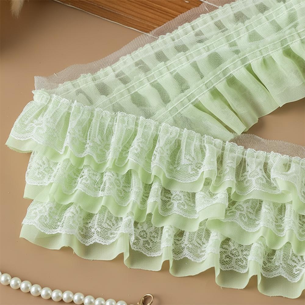 13CM Wide 3D Pleated Mesh Chiffon Fabric White Black Ruffled Lace Trims  DIY