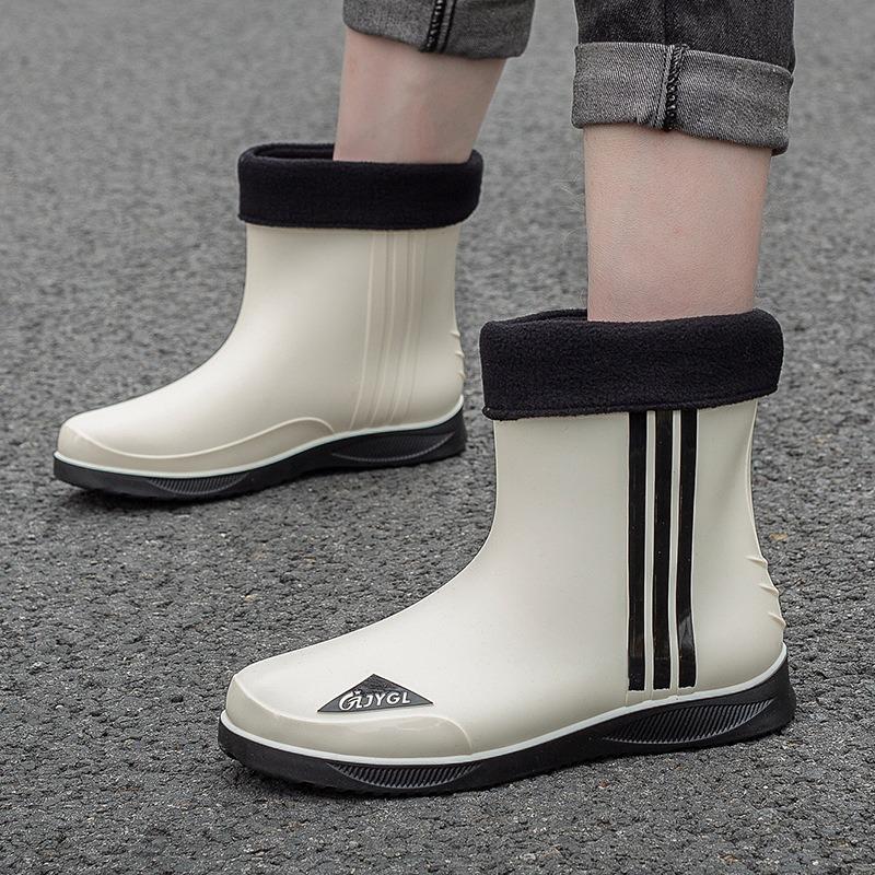 Mode Kurzer Schaft Verdickte Wasserdichte Schuhe Herren Regenschuhe Low-Top Warm Arbeit Gummi Schuhe Rutschfest Angeln Küche Regenstiefel Herren