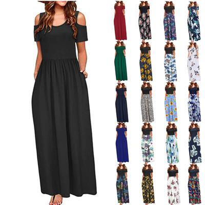 2024 neue Crew-neck Fashion Casual Kurzarm Kleid Sommer Strand Kleid Frauen