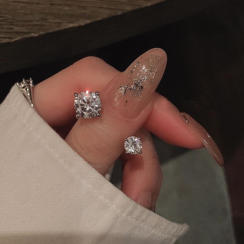 Cold Wind Diamond-Set Zircon Asymmetric Niche Design Feeling Opening High-End Feeling Ring Female Index Finger Ring