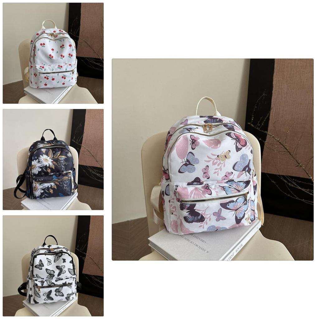 Butterfly Flower Cherry Print Casual Womens Backpack With Large Capacity For Daily Use
