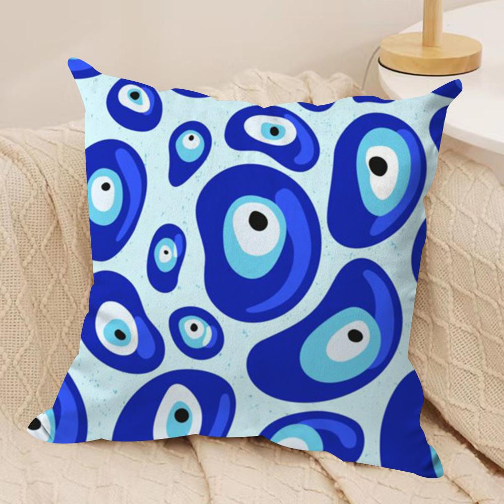 Eye Symbol Art Cushion Cover Silky Short Plush Double-Sided Printed Pillow Case for Sofa All Seasons Home Decor Gift
