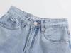 High-Waisted French Style Rolled Hem Denim Shorts