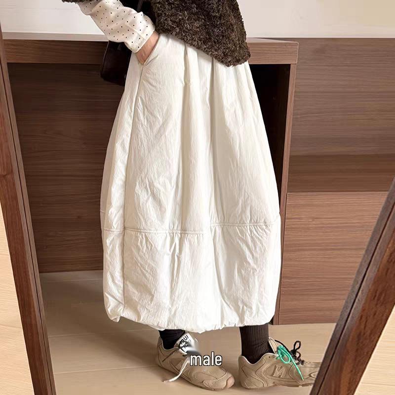 

Женская пышная юбка средней длины с высокой талией А-силуэта, Зима 2025 M бежевый