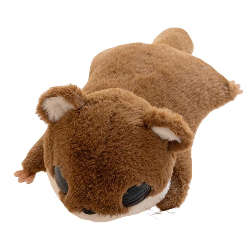 Simulatie Bruine Suiker Zweefvlieger Pluche Pop & Rugzak Knuffeldier Pluche Dubbele Schouders Portemonnee Tas Man Cadeau 33x20x14cm doll