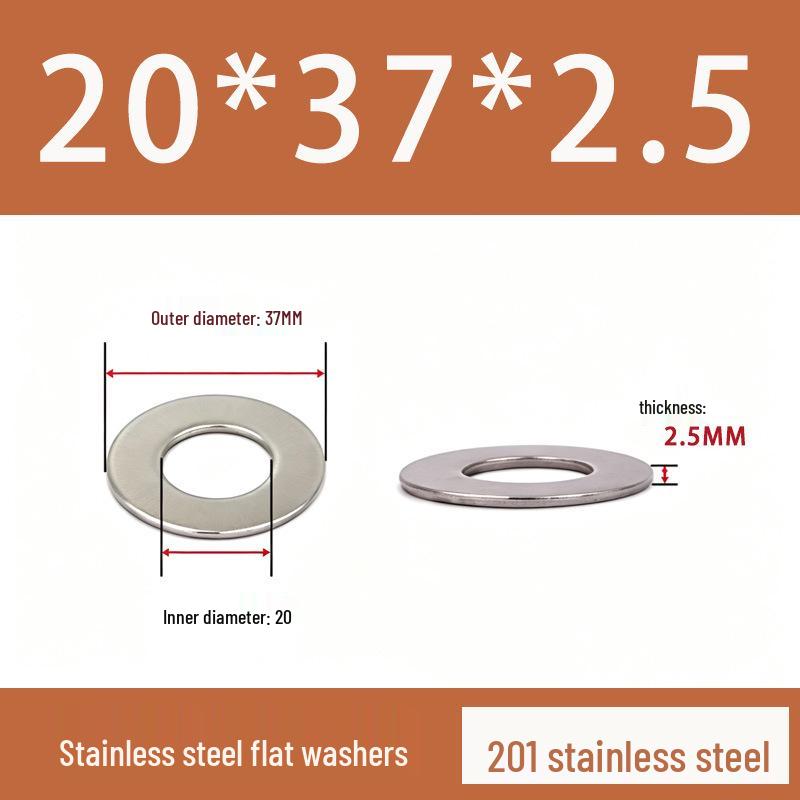 201 Stainless Steel Rust-proof Flat Washer - National Standard Hardware Fasteners with Complete Specifications, In Stock.