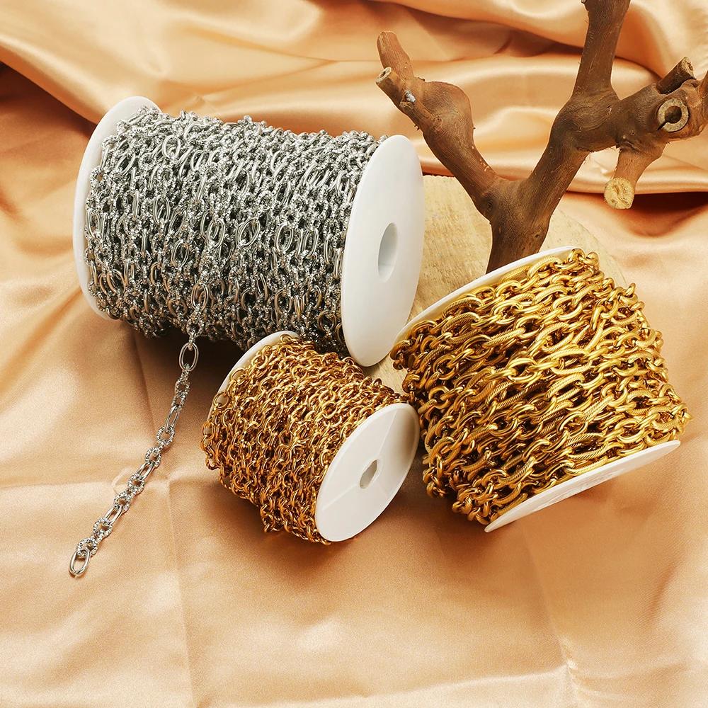 1 Meter Stainless Steel Gold 3:1 O Link Rolo Cable Chunky Chains for DIY Jewelry Making Bracelets Supplies Necklace Findings