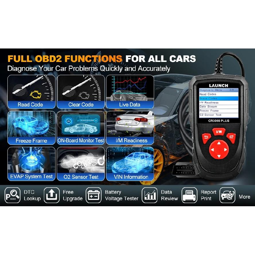 LAUNCH CR3008 PLUS OBD2 Skener Diagnostické Nástroje Motoru a Baterie Auto Čtečka Chybových Kódů Skenování Doživotní Bezplatná Online Aktualizace