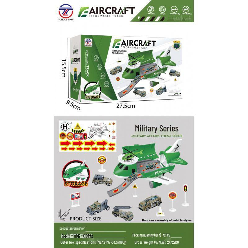 Multi-Functional Toy Airplane Set with Storage, Road Sign, and Track for Kids