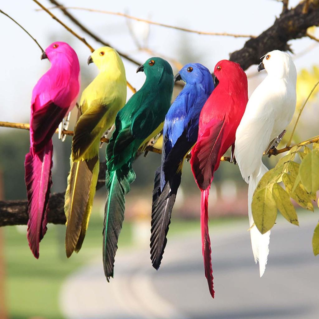 Fake Artificial Birds Photo Props Statue Bird Parrot Model Simulation Parrot for Patio Yard Lawn Wedding Crafts Outdoor Ornament