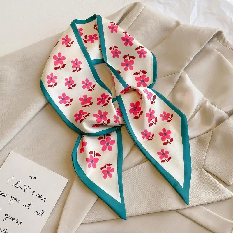Fashion Print Hair Ribbon Scarf Women Neck Tie Bag Scarfs Satin Silk Skinny Headscarves Ladies Foulard Floral Bands 2026 New