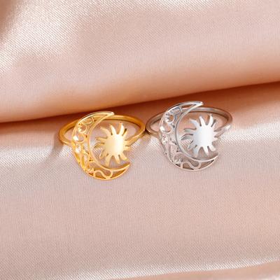 Crescent Sun Open Ring Bohemian Fashion Jewelry Unisex Birthday Gift