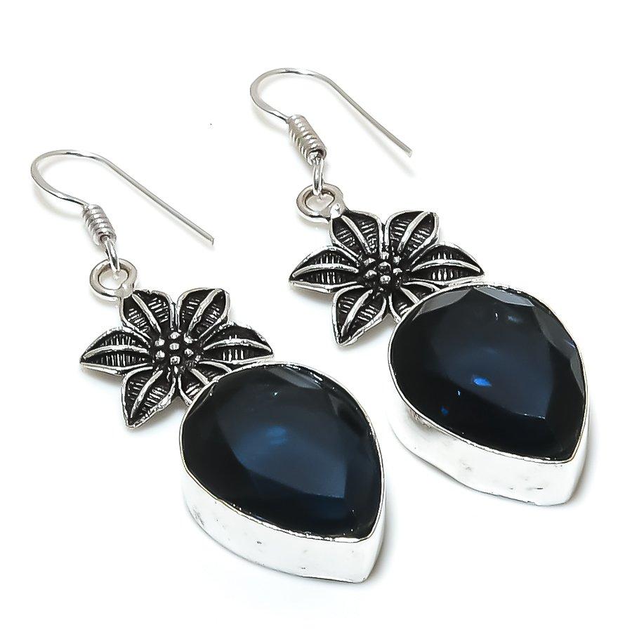 

Blue Tourmaline Gemstone Handmade Ethnic Jewelry Earring 2.25 SR-221