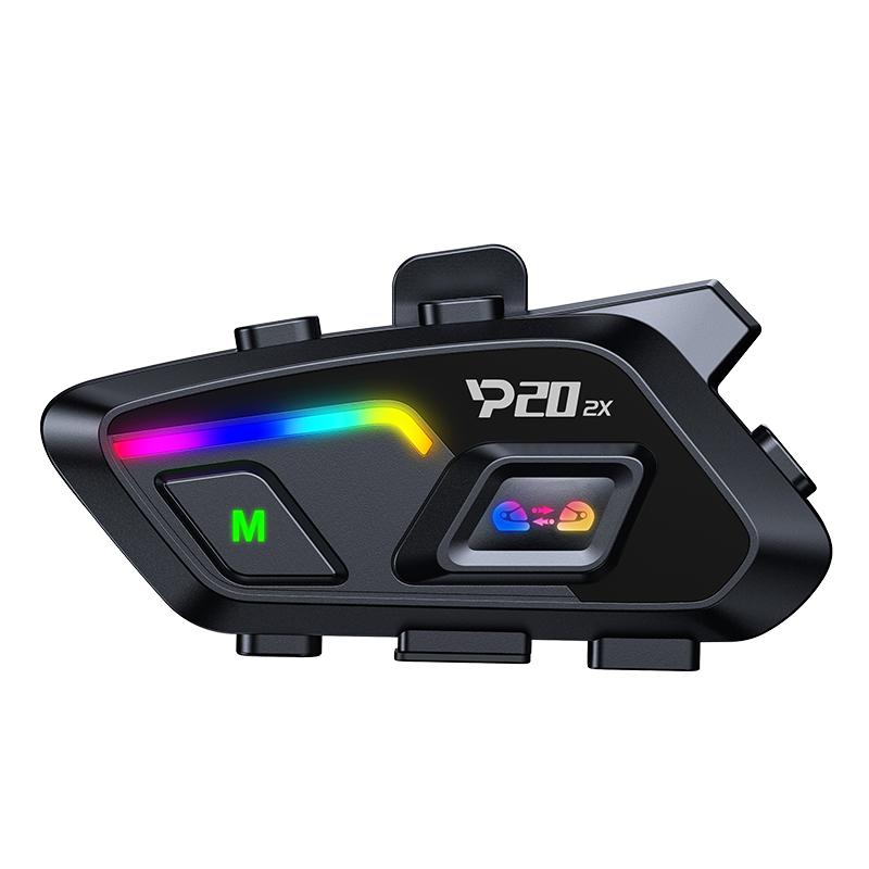 P20 Motorcycle Helmet Headset Bluetooth Hands Free Call Waterproof 500m Intercomunicador Speaker Earphone Wireless Phone Earphone 1000mAh With RGB
