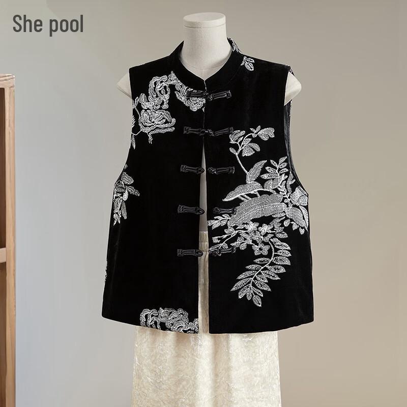 

Новый вышитый бархатный жилет в китайском стиле One Size