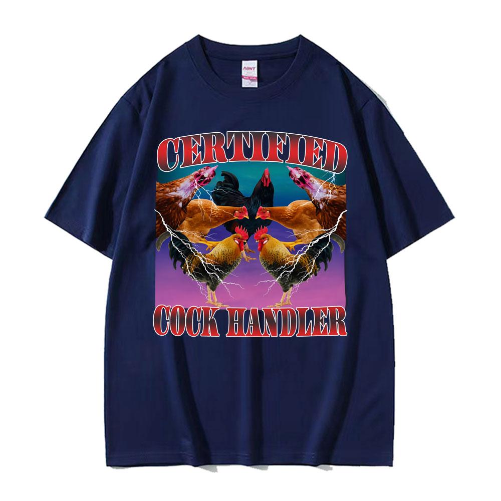 Funny Certification Rooster Processor Meme Pattern Tshirt Retro Oversized Mens Highquality Comfortable Loose Cotton Tshirt