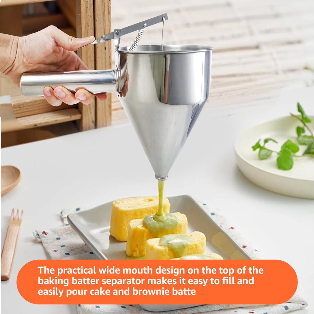 40oz Edelstahl Trichterspender mit Ständer Cupcake Pfannkuchen Teigbereiter Oktopus Fischbällchen für Zuhause Küche Backhelfer