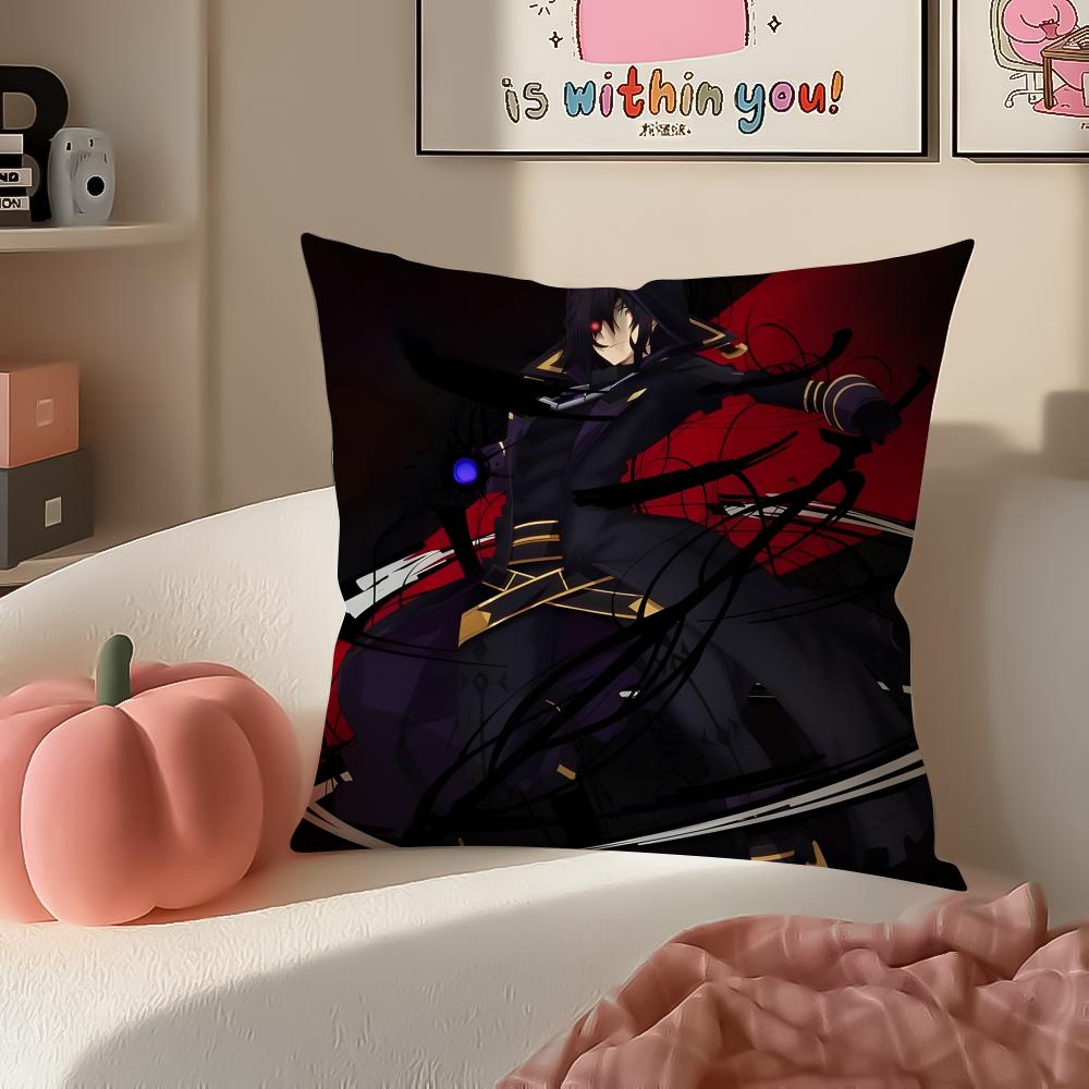 Epic Anime TThe Eminence In Shadow Cushion Cover Pillowcase Short Plush Invisible zipper Room Sofa Cushion Cover