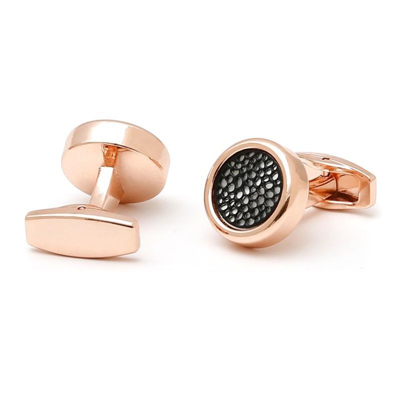 

Simple Personalized Creative French Inlaid Black Grid Round Men s Cufflinks artificial