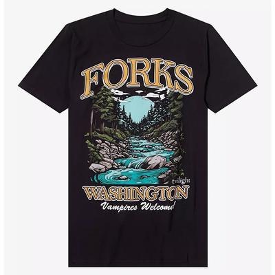 Gabeln Washington Zwielicht Fluss Wald T-Shirt