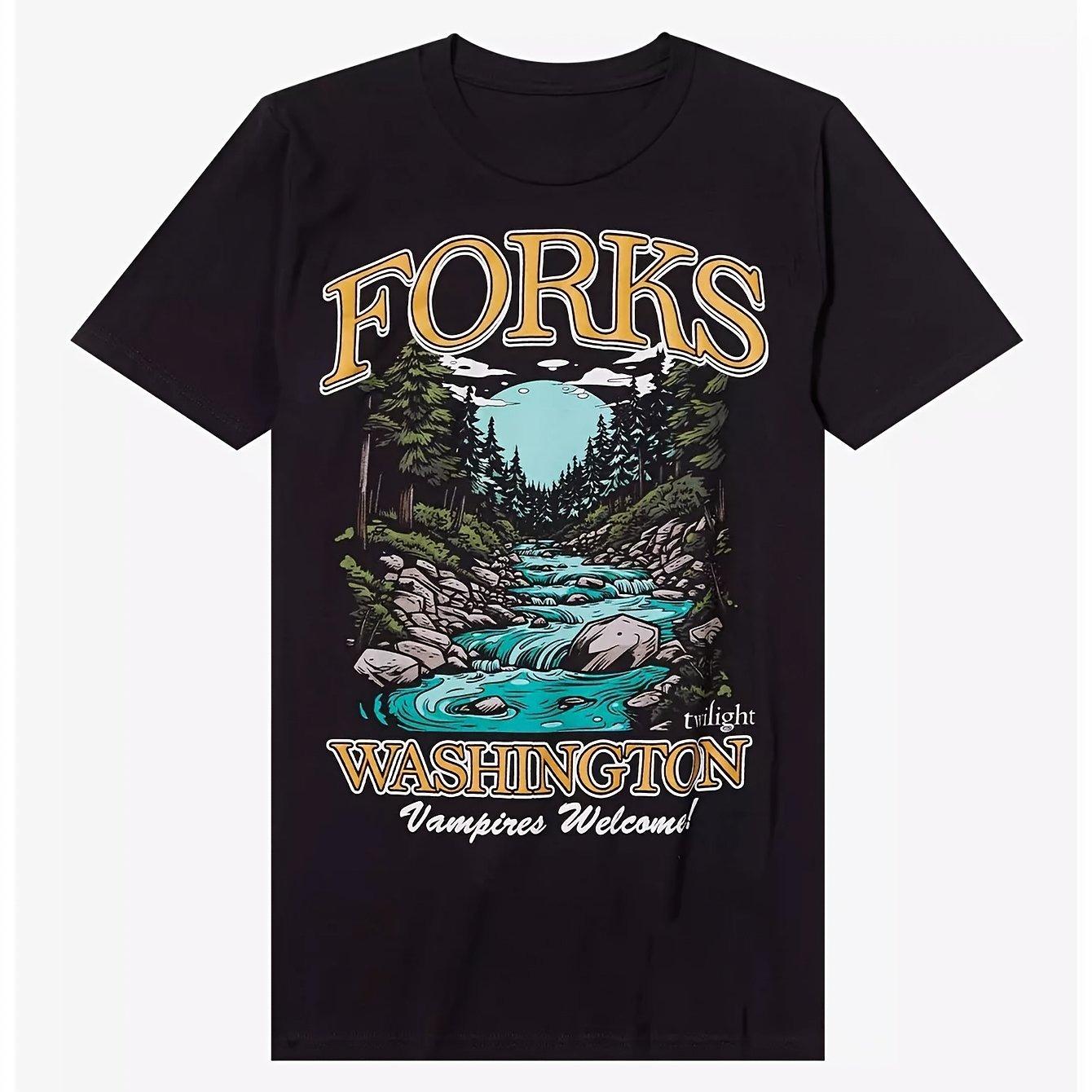 Forks Washington Twilight River Forest T-shirt L