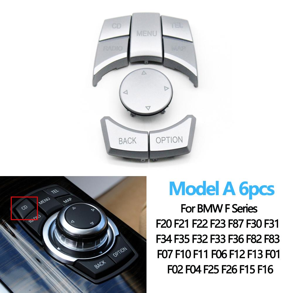 Ασημί Αυτοκίνητο CIC IDrive Κάλυμμα Κουμπιού Ελέγχου Πολυμέσων Για BMW Σειρές 1 3 5 6 7 X3 X4 X5 X6 F20 F21 F30 F31 F07 F10 F11 F06