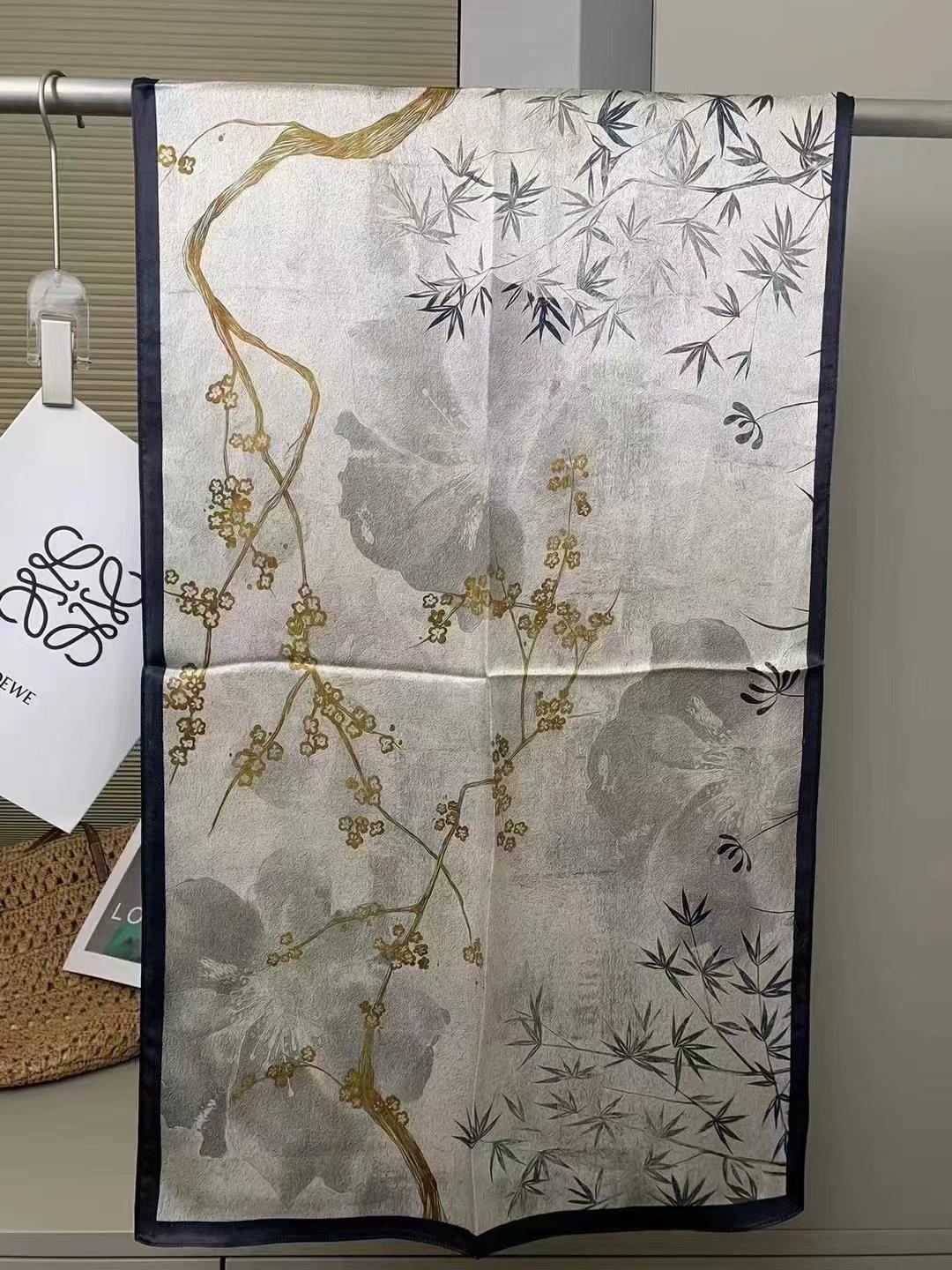 New Women Silk Scarf Long Pashmina Traditional Chinese Style 100% Mulberry Silk Scarf Business Gift Silk Scarves Gift For Mom 175x53cm