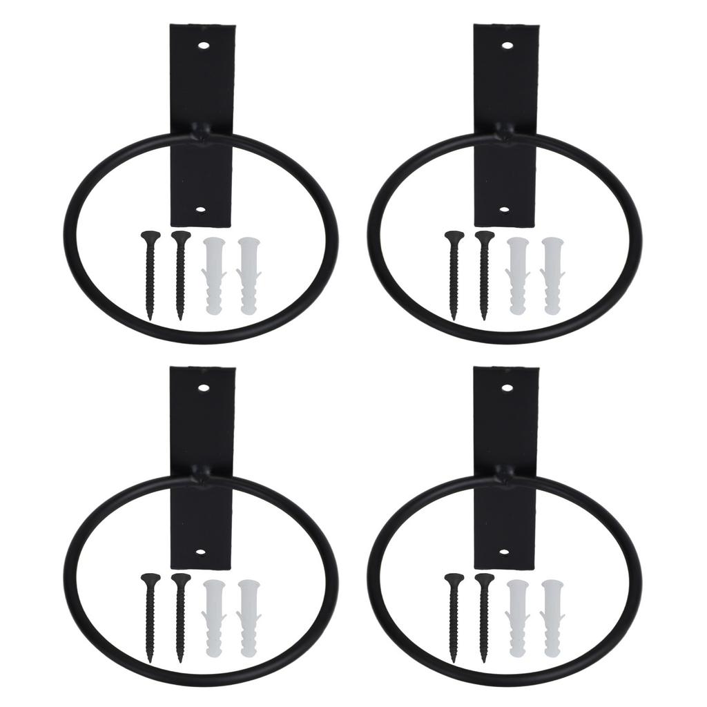 4 Piece Set of Wall Mounted Plant Holder Rings with Installation Nails