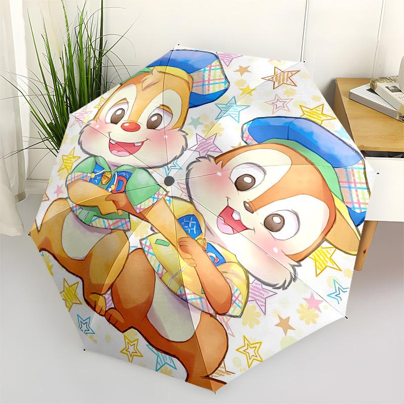 

Chip and Dale Themed Automatic Opening and Closing Umbrella, Brightly Colored 8-rib Portable Umbrella, Suitable for Men and Women, A Perfect