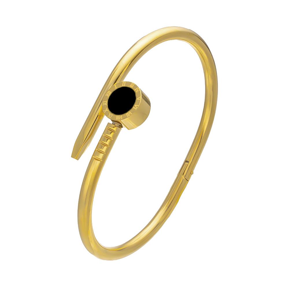 Roman Numeral Inlaid Stainless Steel Stone Bracelet - High-End Fashion Design