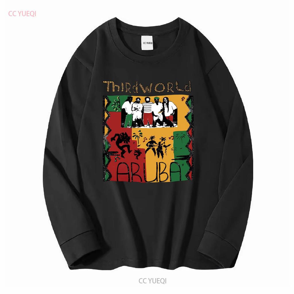Vintage Třetí svět Aruba Jedinečné barvy reggae Obal alba Kapela Tričko XL dlouhý rukáv vintage Prané designové oblečení