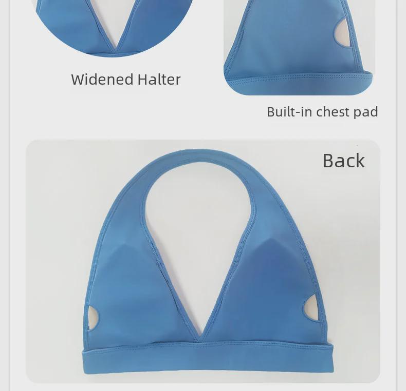 Women's Halter Neck Sports Bra and High Waist Tummy-Lifting Yoga Pants Set with Chest Pad - Quick Dry