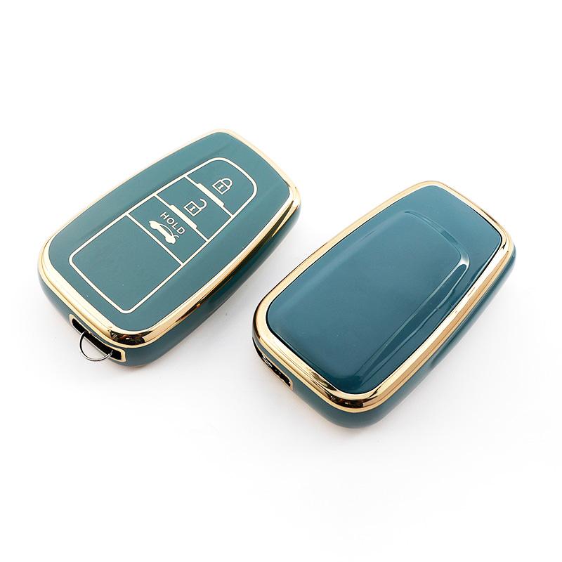 3 Buttons Gold Edge Shell Fob for Toyota Prius Camry Corolla CHR C-HR RAV4 Land Cruiser Prado TPU Car Key Case Cover Accessories