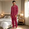 Herren-Karomuster-Pyjamaset mit Knopfleisten-Cardigan und gerader Hose - Entspannte zweiteilige Nachtwäsche für Herren